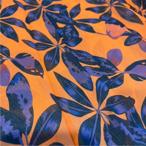 Floral Orange and Purple palazzo pants straight leg high waist wide leg  26 - Picture 3 of 7